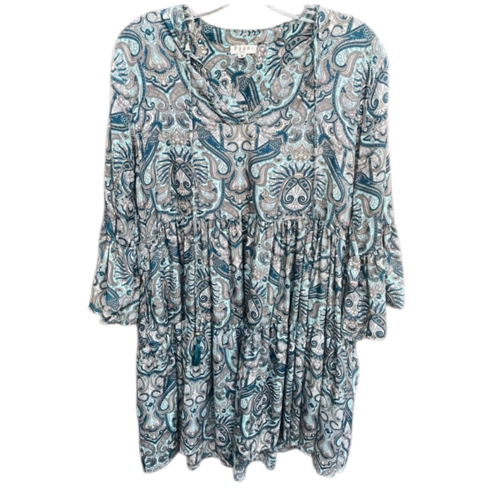 Paani Paisley Print Baby Doll Dress Size: Medium